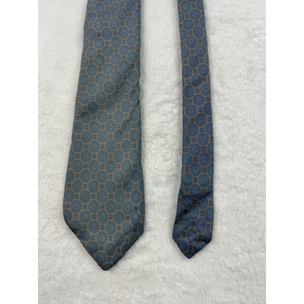 Gino Pompeii Vintage Geometric Circles Squares Blue Gray Neck Tie - Picture 1 of 4